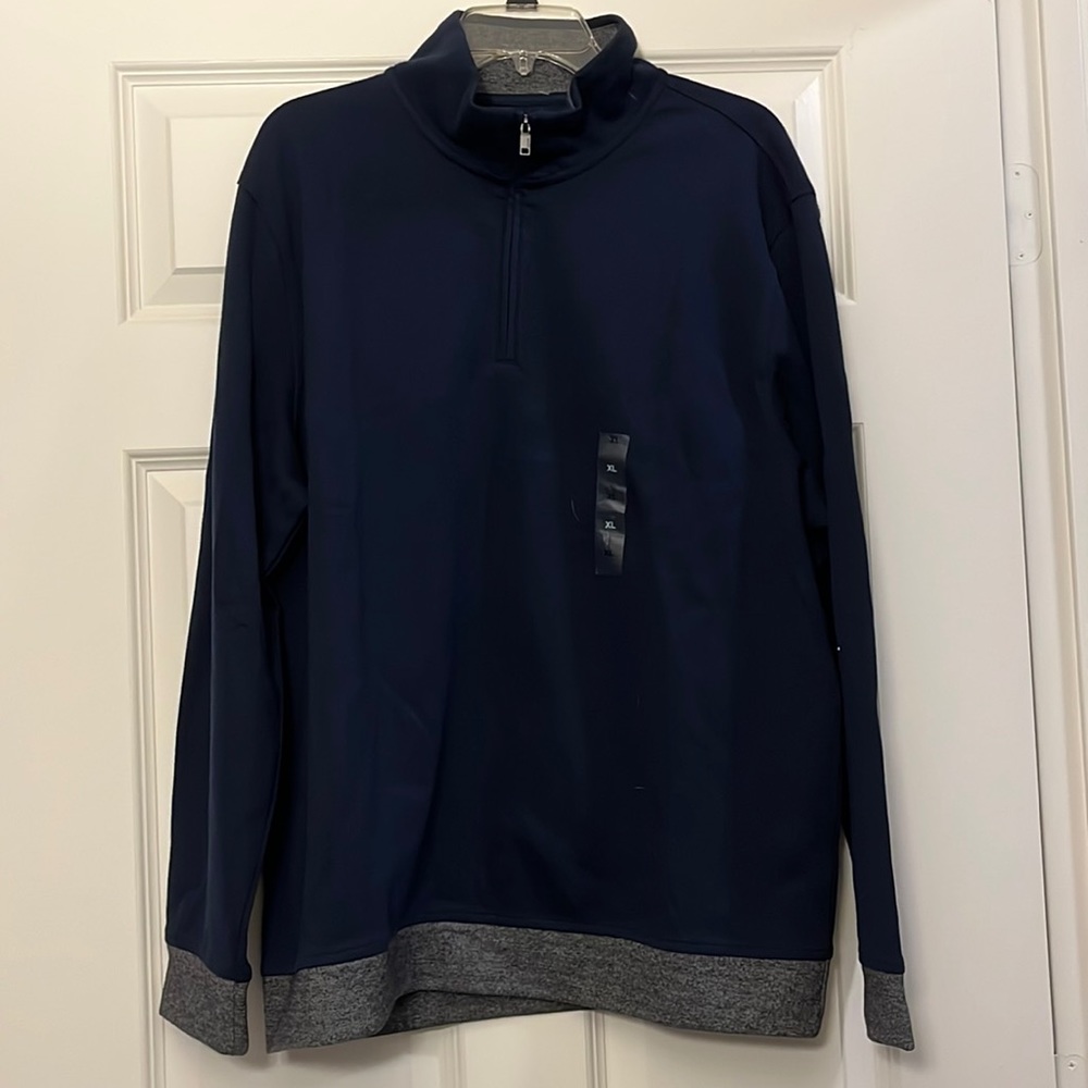 NWT Alfani navy quarter-zip shirt